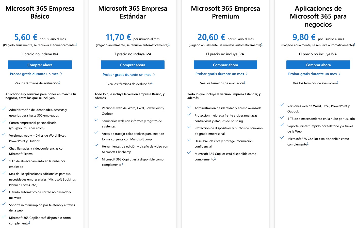 Planes Microsoft 365 empresas